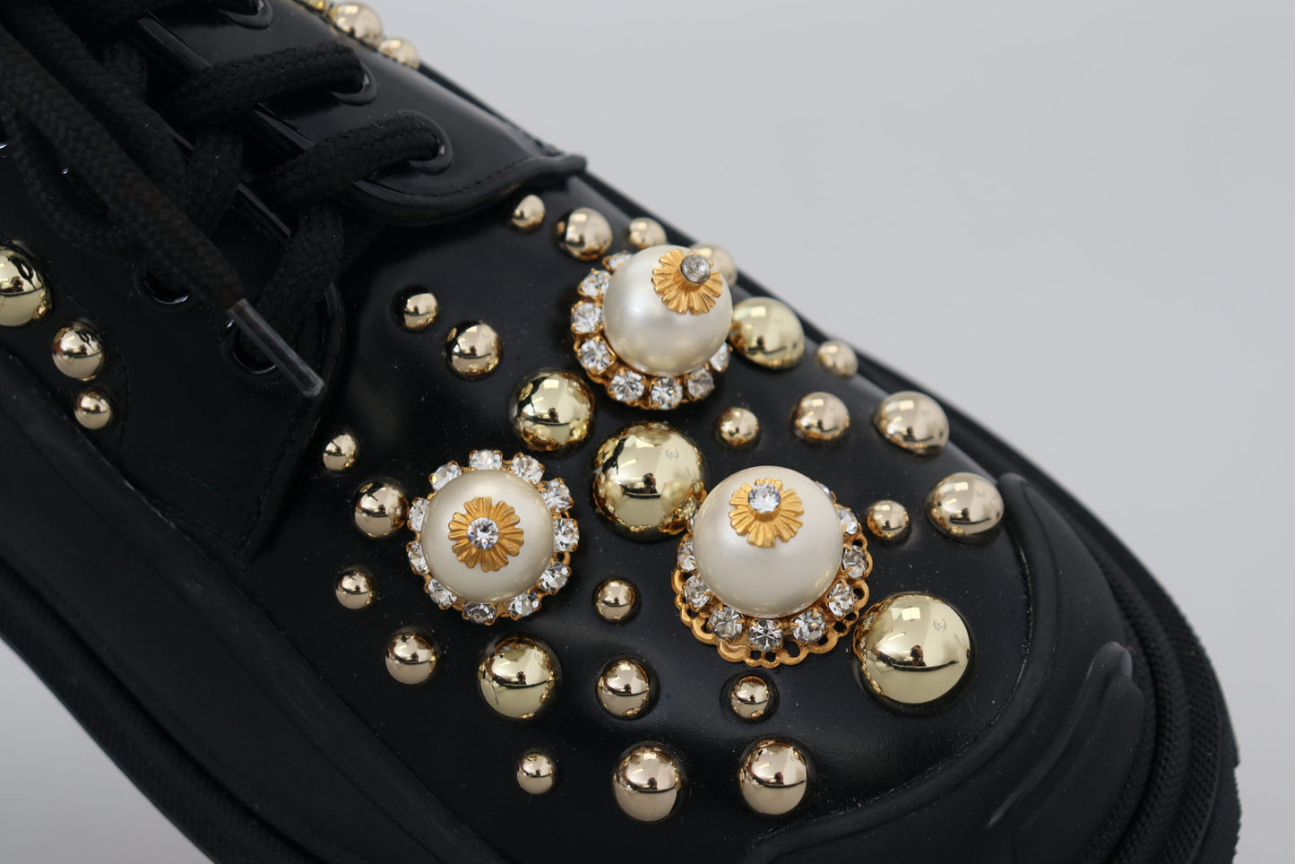 Вічні чорні шкіряні туфлі дербі Dolce &amp; Gabbana з блискучими акцентами