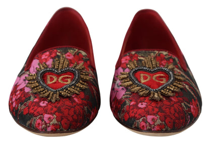 Різнокольорові балетки зі шкіри та тканини Dolce &amp; Gabbana з нашивкою «Священне серце».