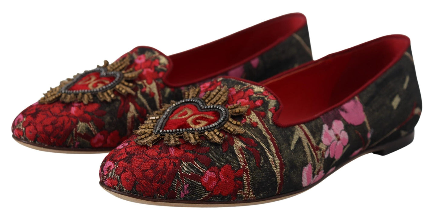 Різнокольорові балетки зі шкіри та тканини Dolce &amp; Gabbana з нашивкою «Священне серце».