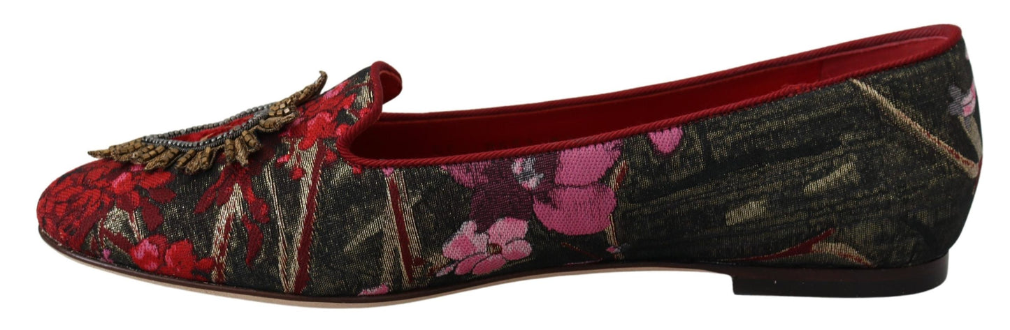 Різнокольорові балетки зі шкіри та тканини Dolce &amp; Gabbana з нашивкою «Священне серце».