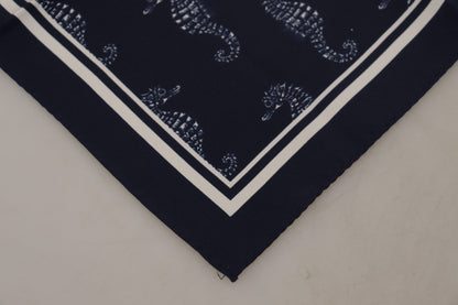 Чоловічий шовковий шарф Dolce &amp; Gabbana Elegant Blue Sea Horse