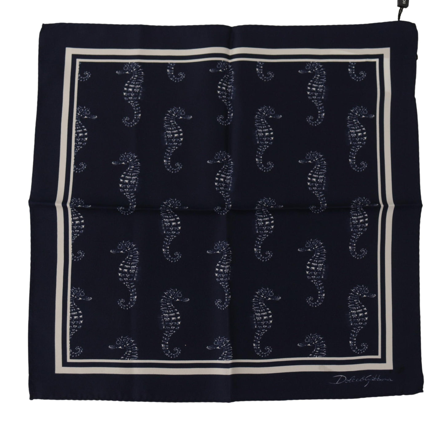Чоловічий шовковий шарф Dolce &amp; Gabbana Elegant Blue Sea Horse