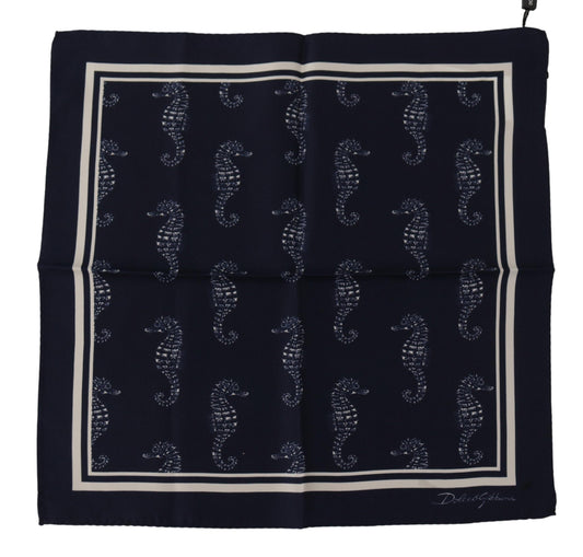 Чоловічий шовковий шарф Dolce &amp; Gabbana Elegant Blue Sea Horse