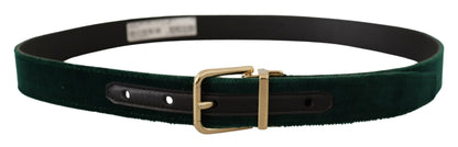 Дизайнерський ремінь Dolce &amp; Gabbana Emerald Velvet із золотою пряжкою