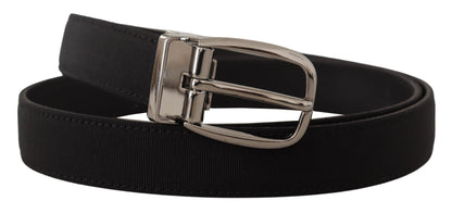 Елегантний шкіряний ремінь Dolce &amp; Gabbana Grosgrain зі срібною пряжкою