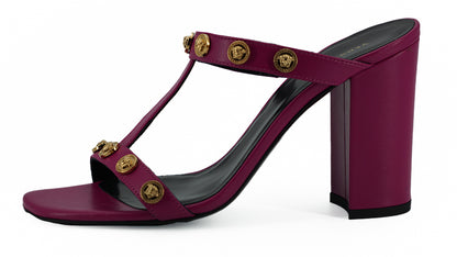 Елегантні пурпурні високі босоніжки з телячої шкіри Versace