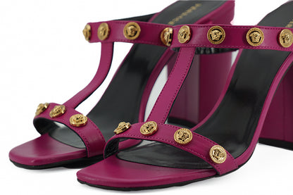 Елегантні пурпурні високі босоніжки з телячої шкіри Versace