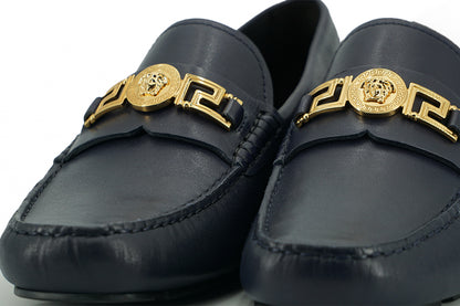 Елегантні темно-сині лофери з телячої шкіри Versace
