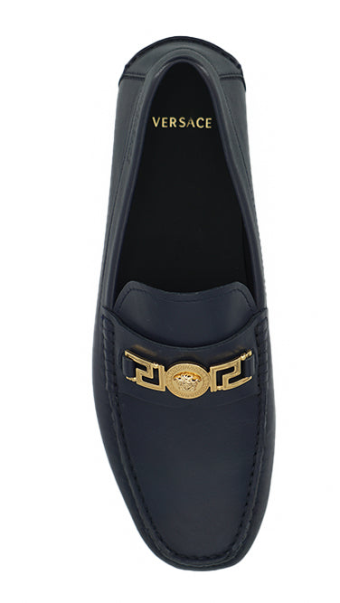 Елегантні темно-сині лофери з телячої шкіри Versace