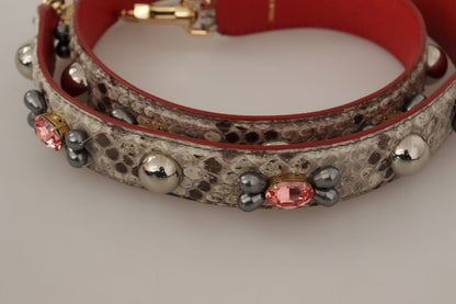 Бежевий ремінь для сумки зі шкіри пітона Dolce &amp; Gabbana
