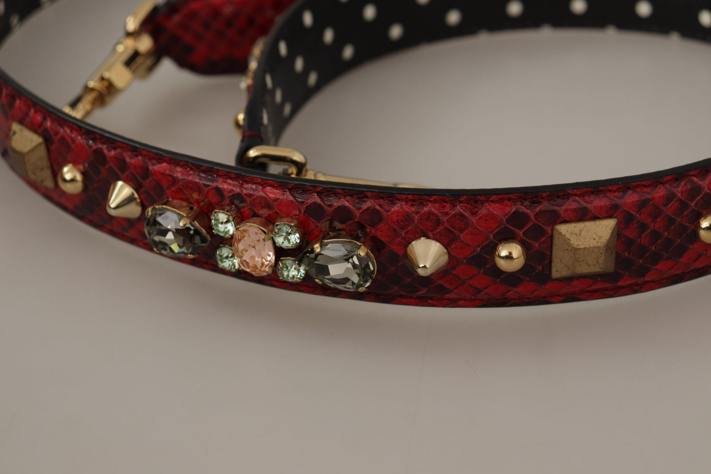 Шкіряний ремінь Dolce &amp; Gabbana з червоної шкіри пітона через плече