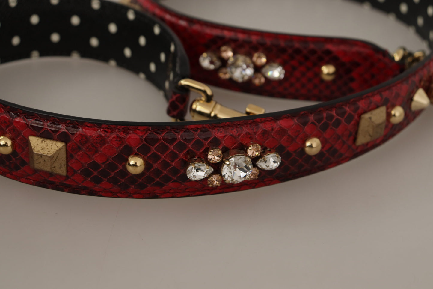 Шкіряний ремінь Dolce &amp; Gabbana з червоної шкіри пітона через плече