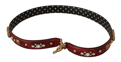 Шкіряний ремінь Dolce &amp; Gabbana з червоної шкіри пітона через плече