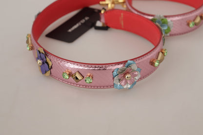 Елегантний металевий рожевий шкіряний ремінь на плече Dolce &amp; Gabbana