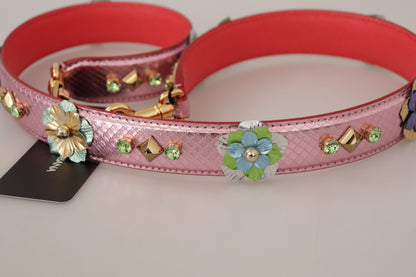 Елегантний металевий рожевий шкіряний ремінь на плече Dolce &amp; Gabbana
