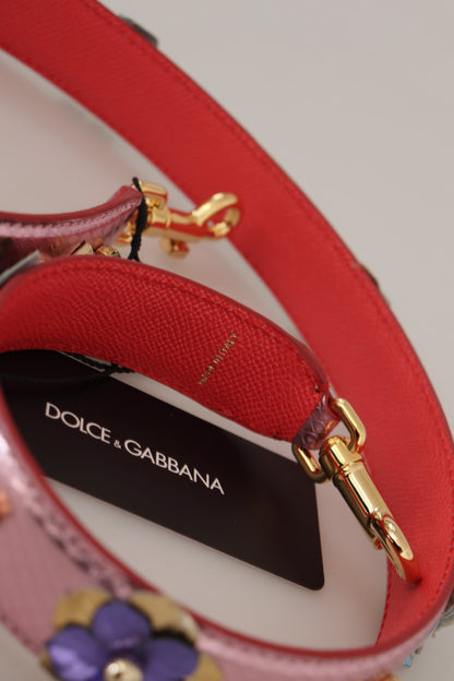 Елегантний металевий рожевий шкіряний ремінь на плече Dolce &amp; Gabbana
