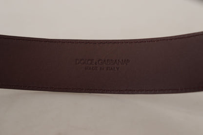 Елегантний бордовий шкіряний ремінь Dolce &amp; Gabbana з гравірованою пряжкою