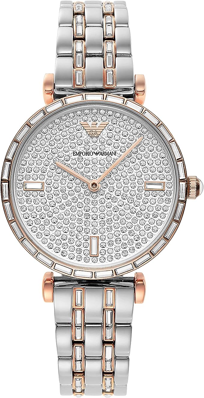Елегантний двоколірний годинник Emporio Armani Crystal Pave