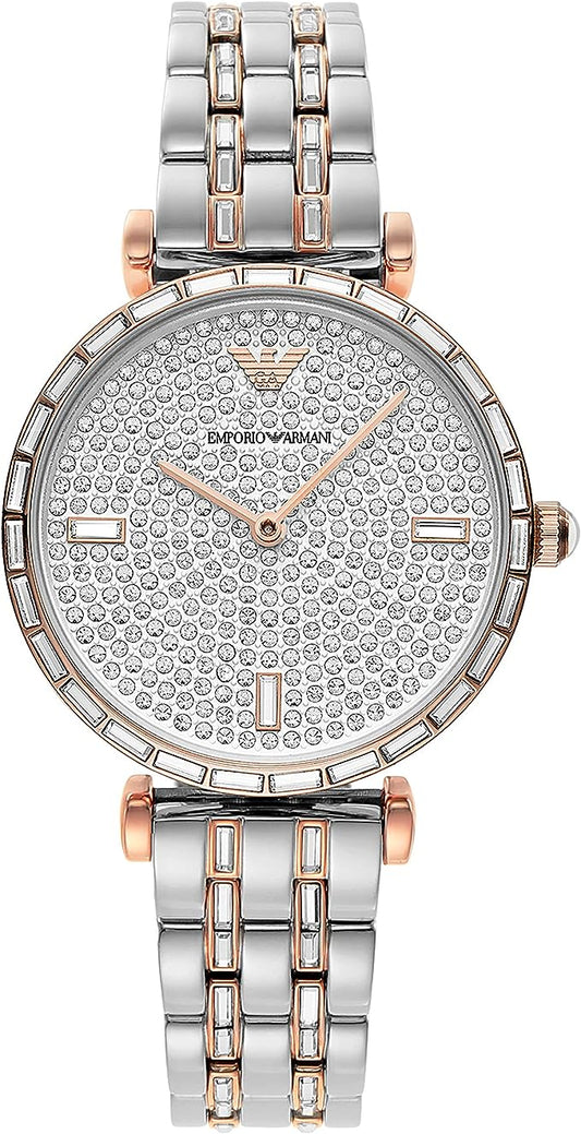 Елегантний двоколірний годинник Emporio Armani Crystal Pave