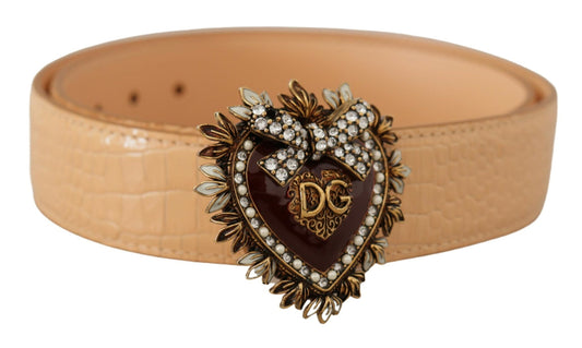 Шкіряний ремінь Dolce &amp; Gabbana Enchanting Nude із вигравіруваною пряжкою