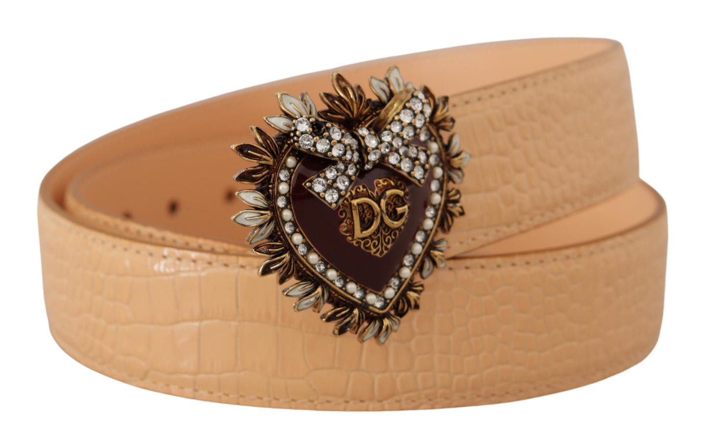 Шкіряний ремінь Dolce &amp; Gabbana Enchanting Nude із вигравіруваною пряжкою