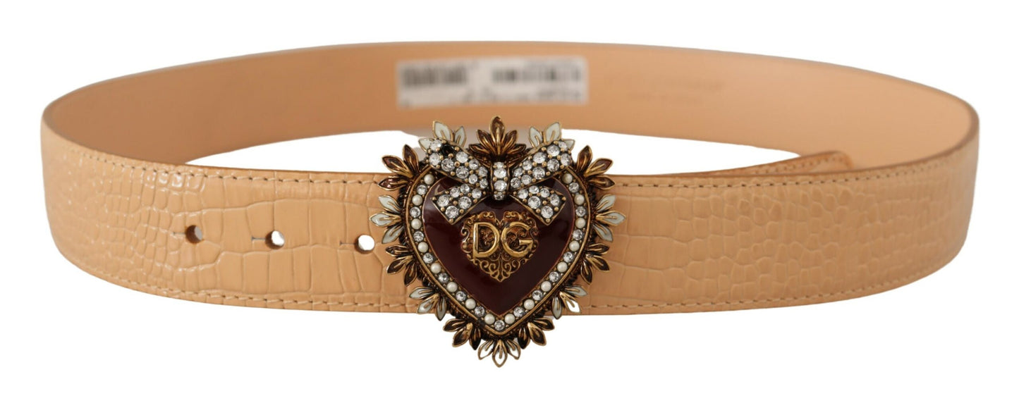 Шкіряний ремінь Dolce &amp; Gabbana Enchanting Nude із вигравіруваною пряжкою