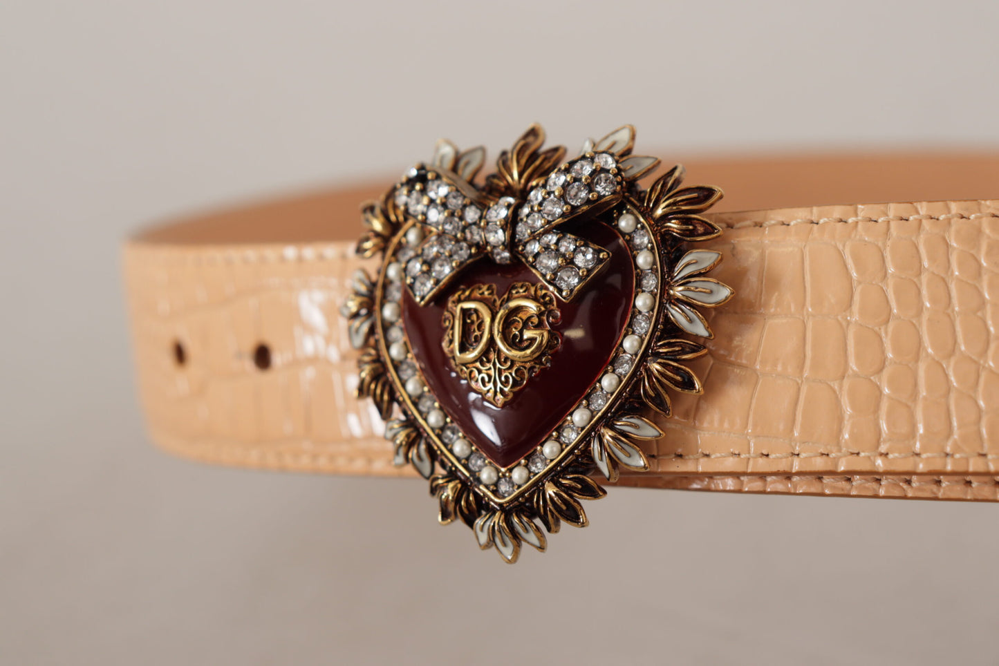 Шкіряний ремінь Dolce &amp; Gabbana Enchanting Nude із вигравіруваною пряжкою