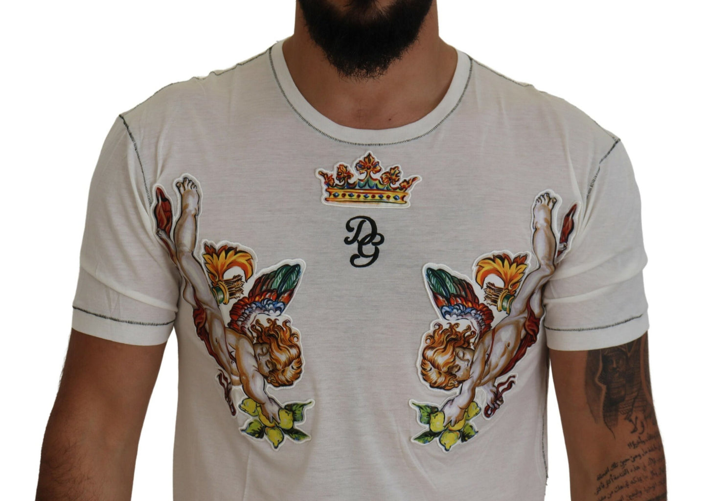 Елегантна біла футболка Dolce &amp; Gabbana зі суміші бавовни та шовку
