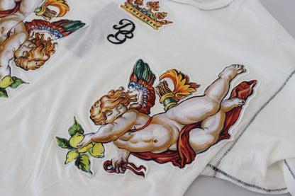 Елегантна біла футболка Dolce &amp; Gabbana зі суміші бавовни та шовку
