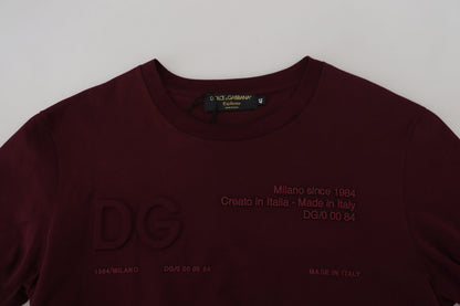 Елегантна темно-бордова повсякденна футболка з круглим вирізом Dolce &amp; Gabbana
