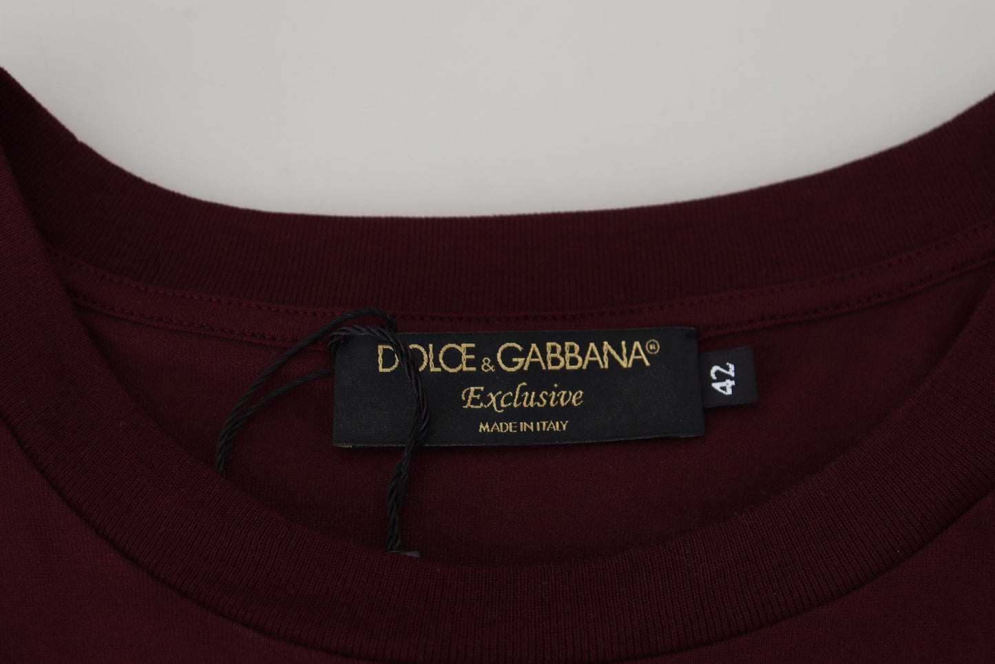 Елегантна темно-бордова повсякденна футболка з круглим вирізом Dolce &amp; Gabbana