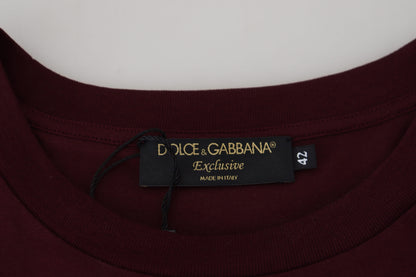 Елегантна темно-бордова повсякденна футболка з круглим вирізом Dolce &amp; Gabbana