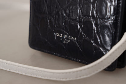 Синій екзотичний шкіряний гаманець з ремінцем Dolce &amp; Gabbana