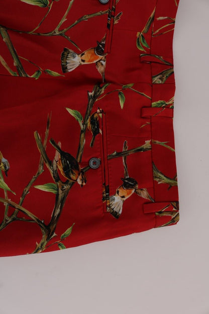Елегантні шовкові класичні штани Dolce &amp; Gabbana з принтом червоної пташки