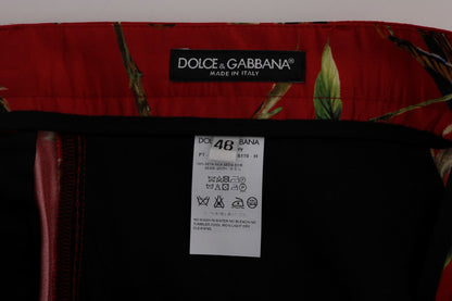 Елегантні шовкові класичні штани Dolce &amp; Gabbana з принтом червоної пташки