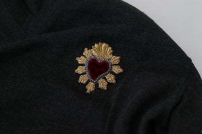 Кашеміровий светр Dolce &amp; Gabbana з V-подібним вирізом і вишивкою у формі серця