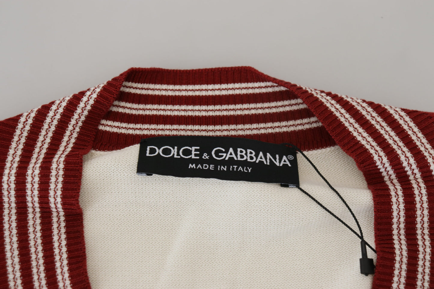 Шовковий бавовняний светр Dolce &amp; Gabbana Off White із V-подібним вирізом