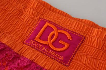 Двоколірні елегантні мереживні шорти із високою талією Dolce &amp; Gabbana
