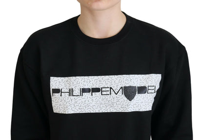 Чорний бавовняний светр з принтом Philippe Model Chic