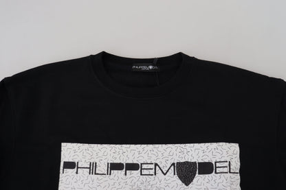 Чорний бавовняний светр з принтом Philippe Model Chic