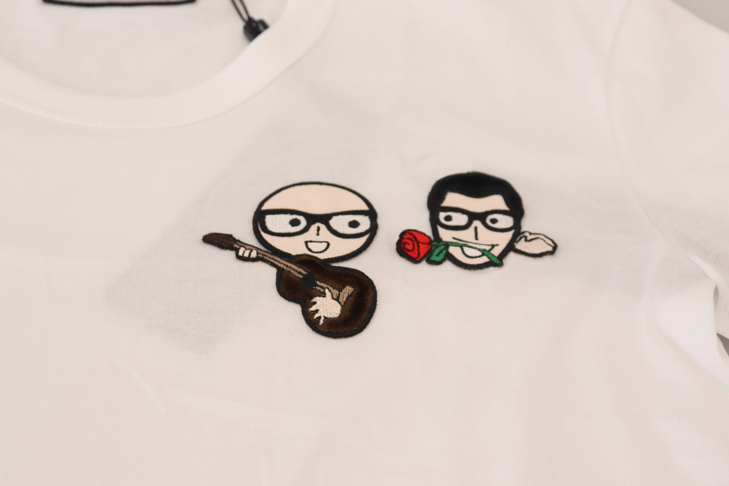 Елегантна біла бавовняна футболка з круглим вирізом Dolce &amp; Gabbana