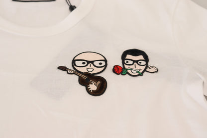 Елегантна біла бавовняна футболка з круглим вирізом Dolce &amp; Gabbana
