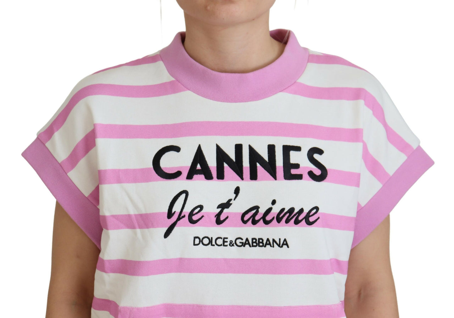 Ексклюзивна бавовняна футболка Dolce &amp; Gabbana з круглим вирізом у смужку