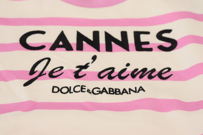 Ексклюзивна бавовняна футболка Dolce &amp; Gabbana з круглим вирізом у смужку