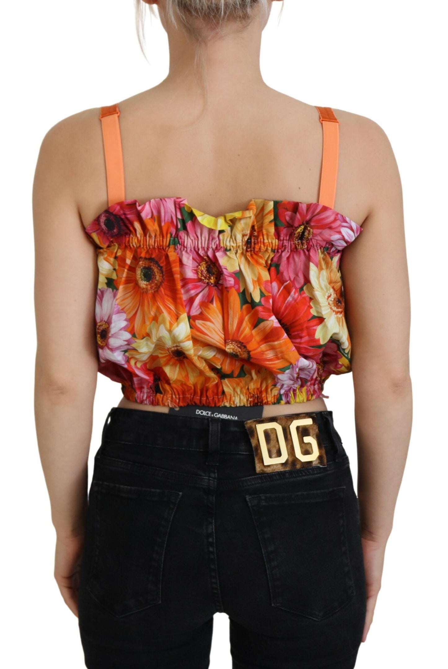 Укорочений топ без рукавів Dolce &amp; Gabbana Floral Elegance