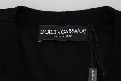Елегантний чорний мереживний светр з квітковим принтом Dolce &amp; Gabbana