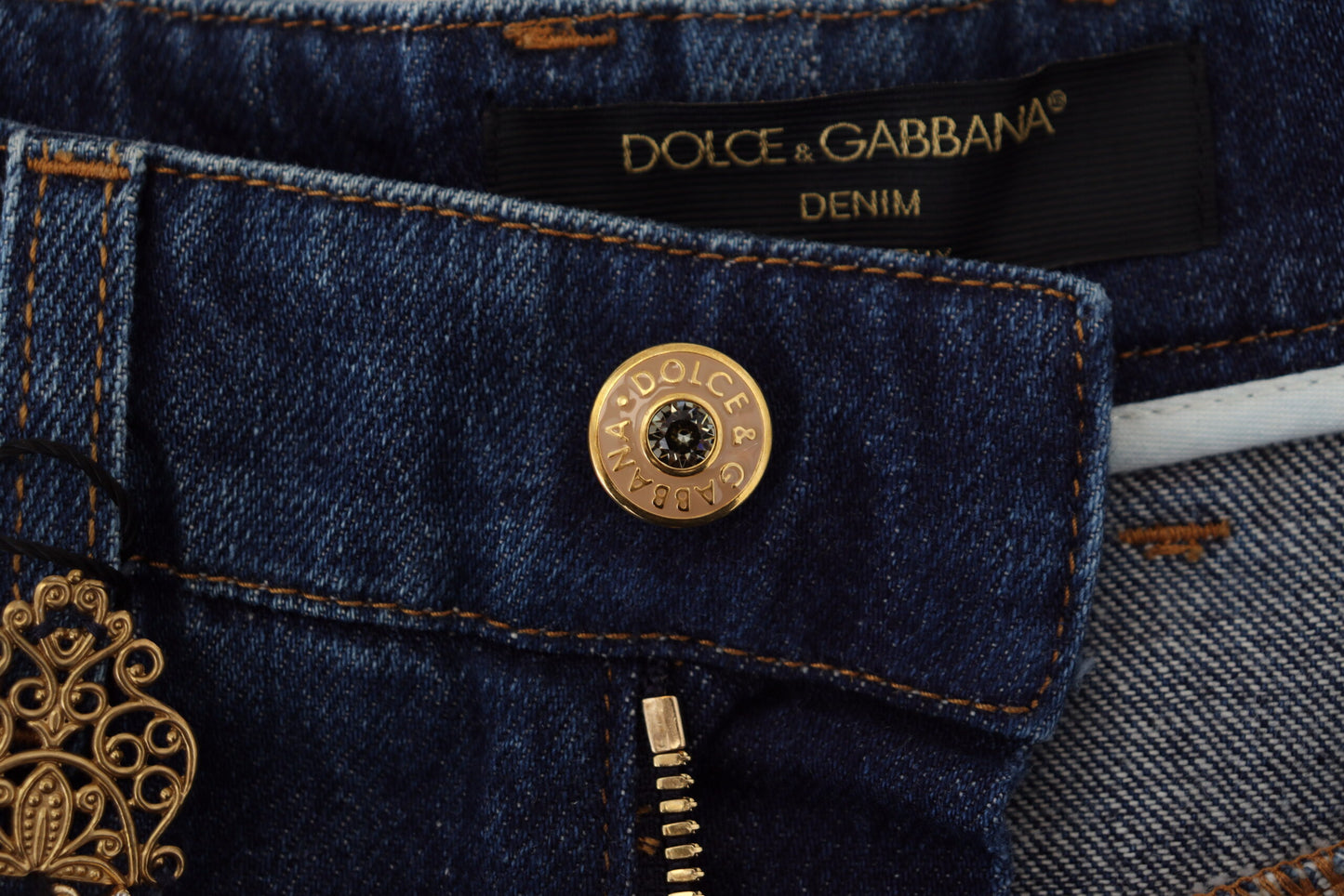 Прямі дизайнерські джинси Dolce &amp; Gabbana з прикрасами