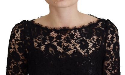 Елегантний топ з довгими рукавами з квітковим мереживом Dolce &amp; Gabbana
