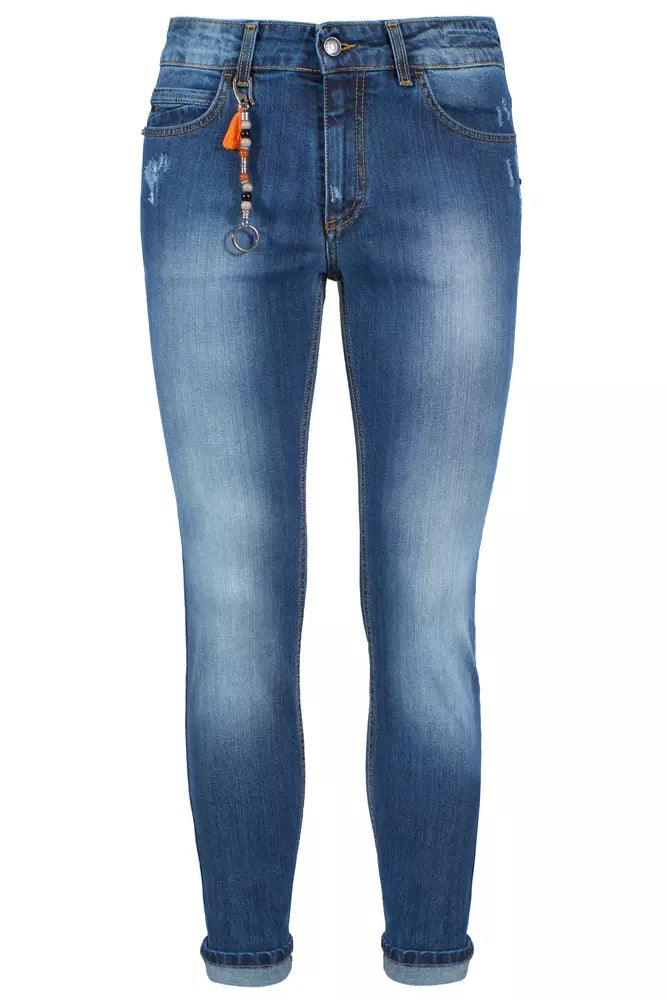 Yes Zee Blue Cotton Men's Slim Fit Jean