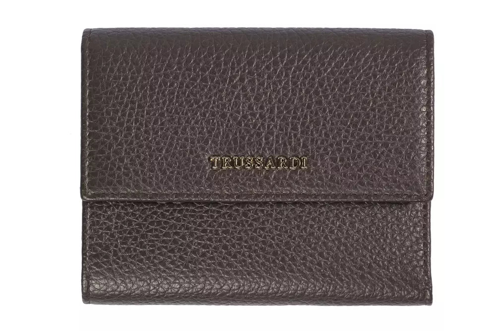 Коричневий шкіряний жіночий гаманець Trussardi